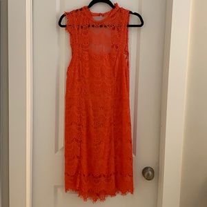 Free people backless orange/red lace dress NWT szL